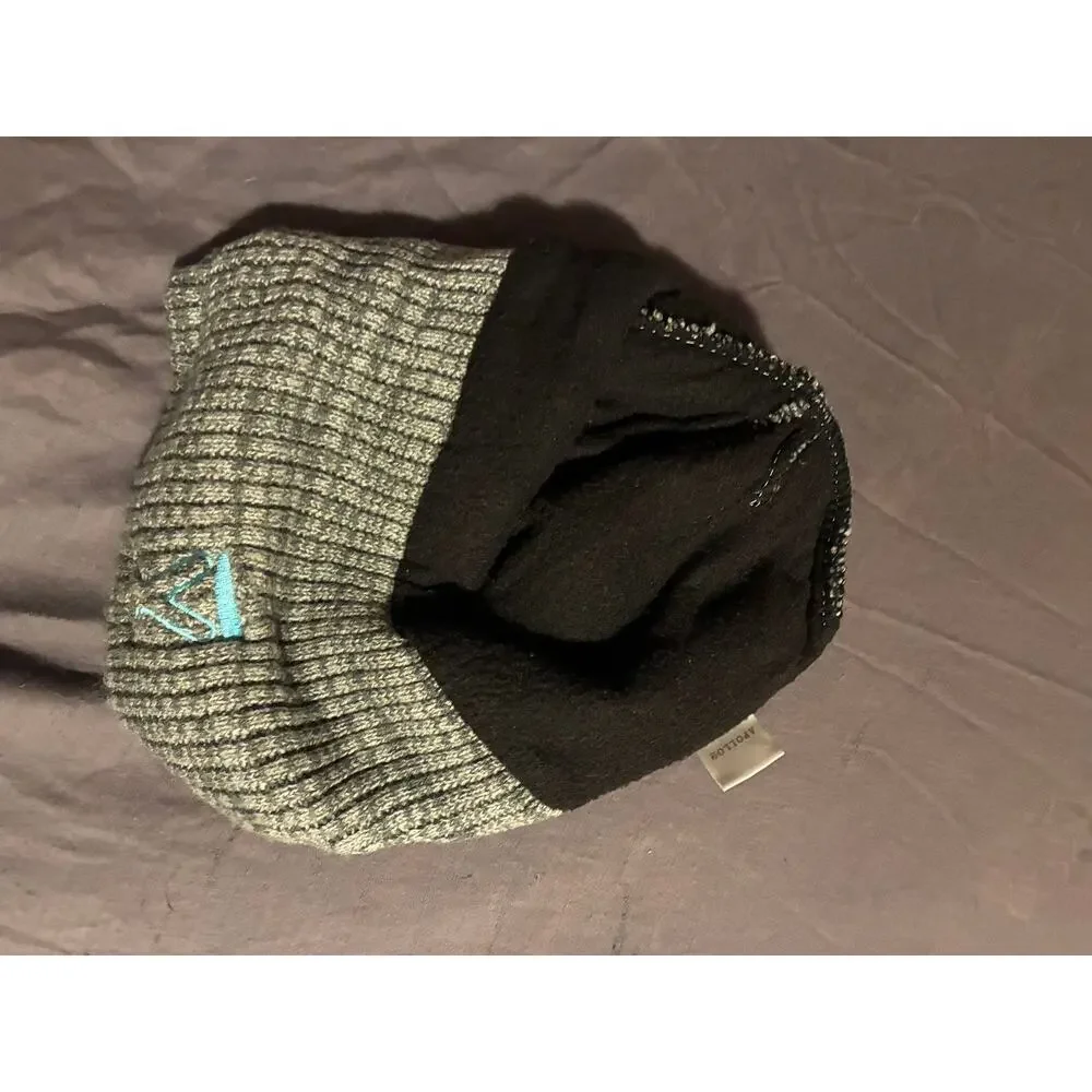 Apollo Beanie Hat Unisex One Size Gray Fleece Lined Knit Cuffed Embroidered